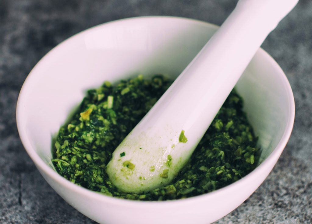 Almond Pesto Recipe - With Leafy Green Vegetables