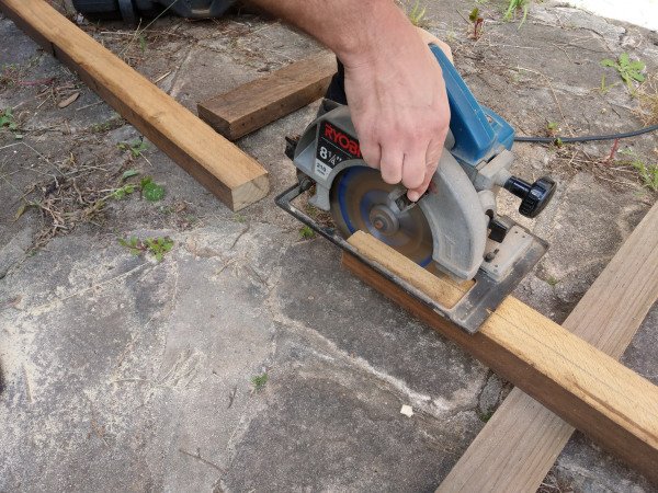 Cutting Wood With The Circular Saw For DIY Trellis