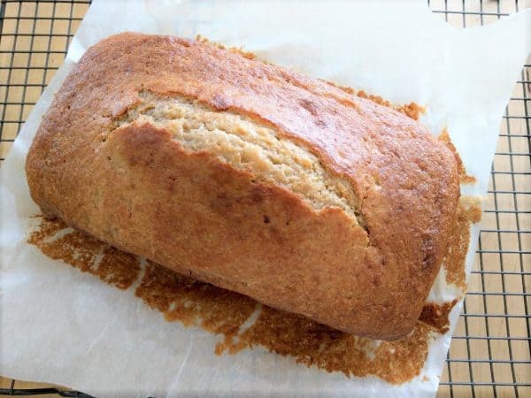 Banana Coconut Bread Cooling on Baking Rake