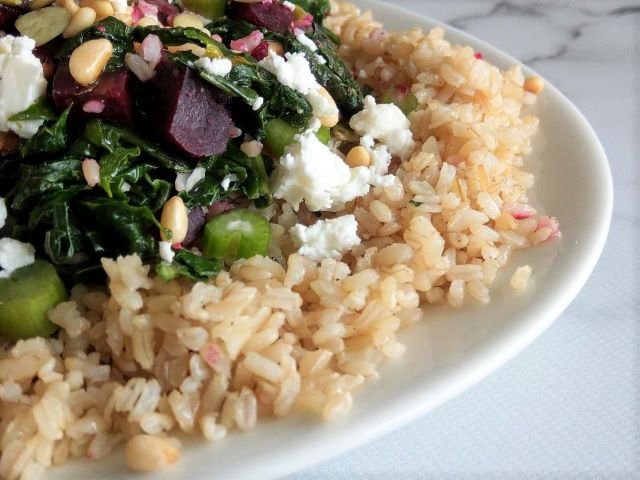 Brown Rice Salad Recipe with Kale Beets and Feta