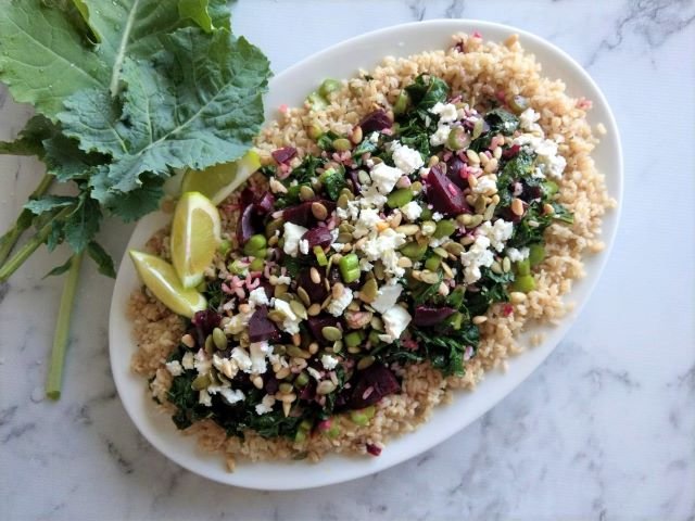 Brown Rice Salad with Kale Beets and Feta Recipe