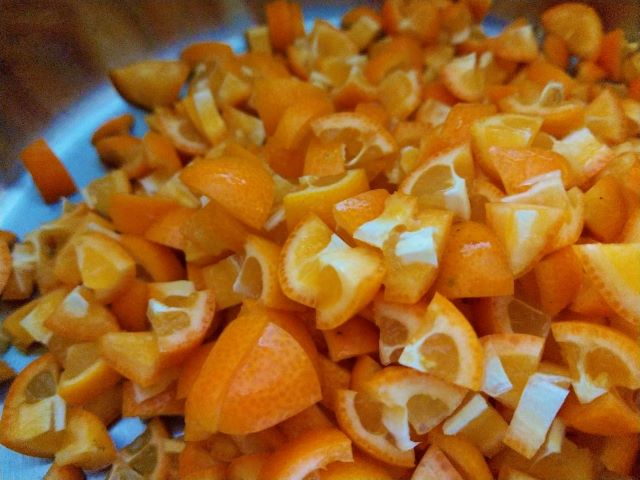 Kumquat and Star Anise Jam Recipe - Kumquat Pieces Chopped for Jam