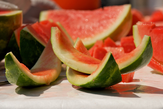 watermelon rinds on the table